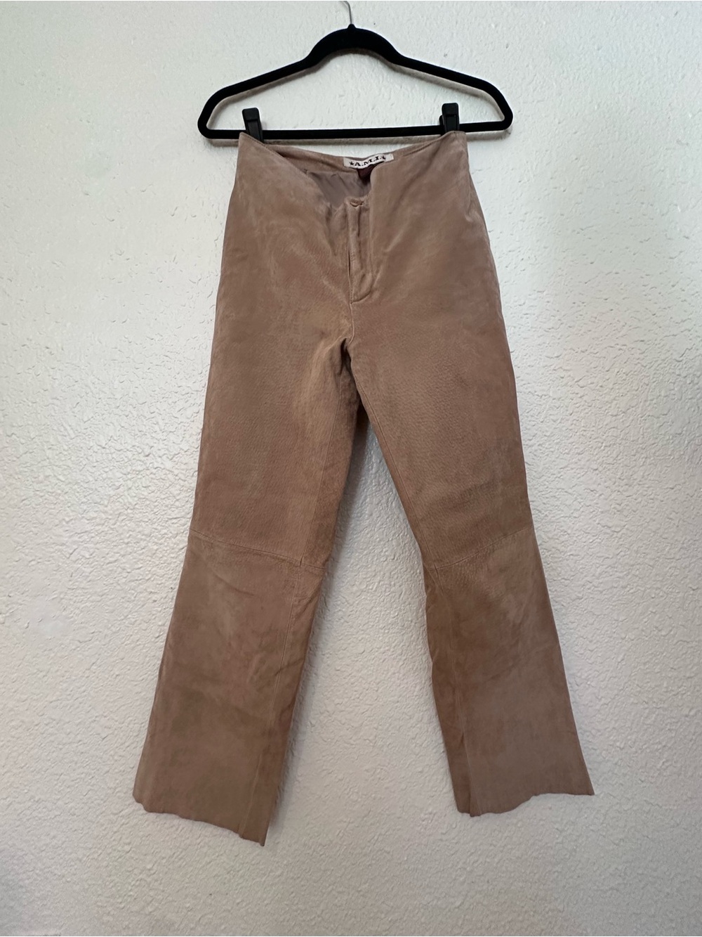 Vintage Genuine Suede Flared Pants in Light Taupe